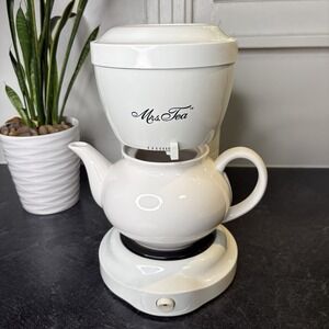 Mrs Tea by Mr. Coffee HTM1 Electric Hot Tea Pot Maker 30oz 6 Cup TESTED No Lid
